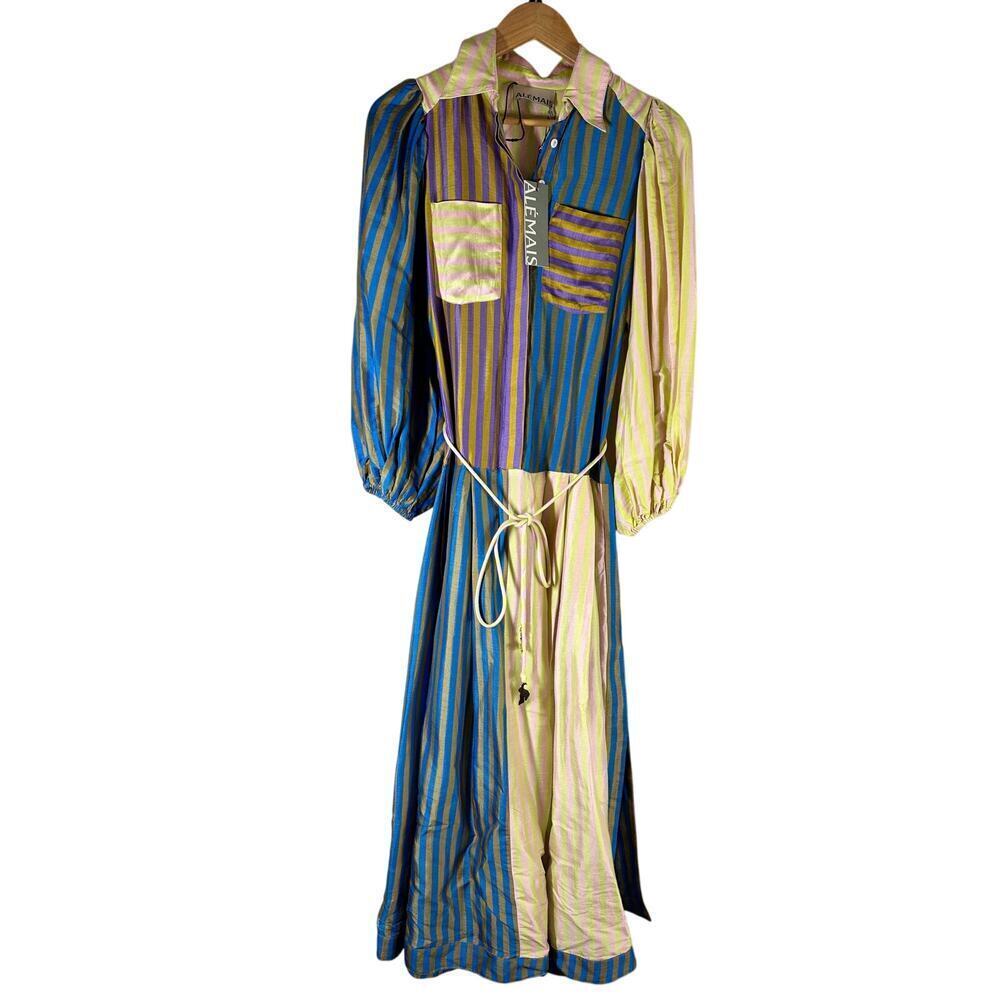 Alemais Diaz Stripe Midi Shirtdress Multi Color Size US 2
